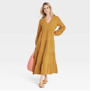 Universal Thread Bell Long Sleeve Tiered Gauze Dress